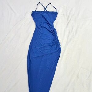 Blue shimmery midi dress